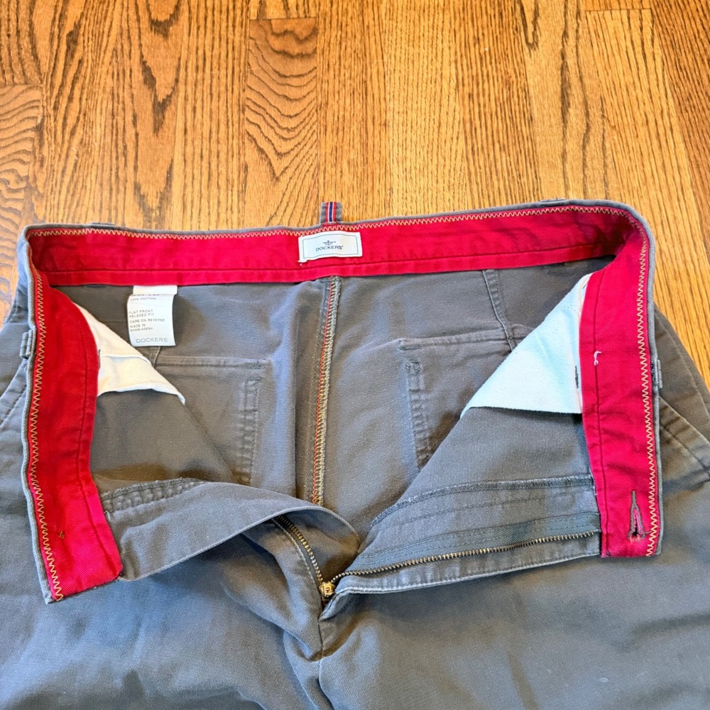 Vintage Dockers Relaxed Fit Chino Pants Side Zipper‎ Pocket 34x30 Green - Picture 8 of 11